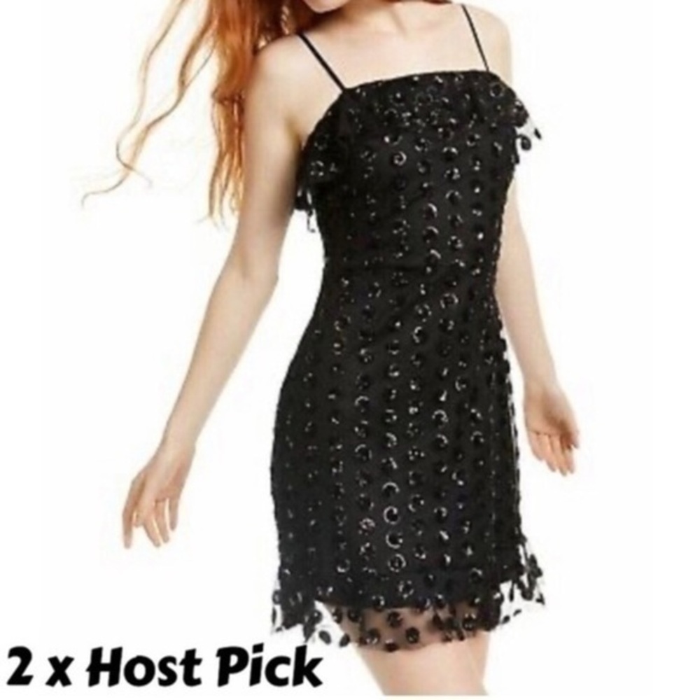 Trixxi Black Sheath Sequin Overlay Mesh Dress BRAND NEW